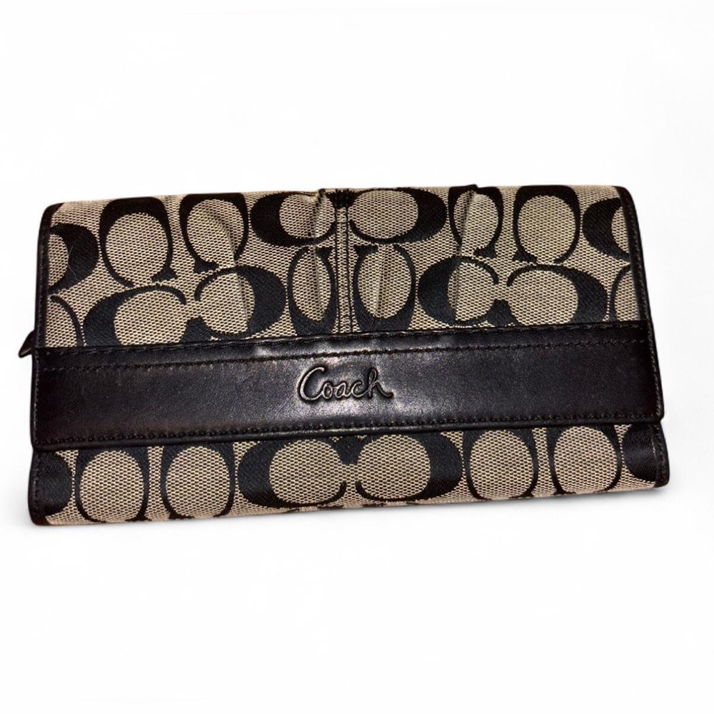 Coach Signature Black and Tan Y2K wallet